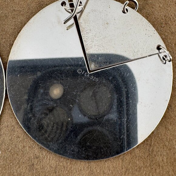 Shimmering Sterling Silver Pop Modern 2 Piece Earrings (Pi) French Wires - Picture 6 of 8